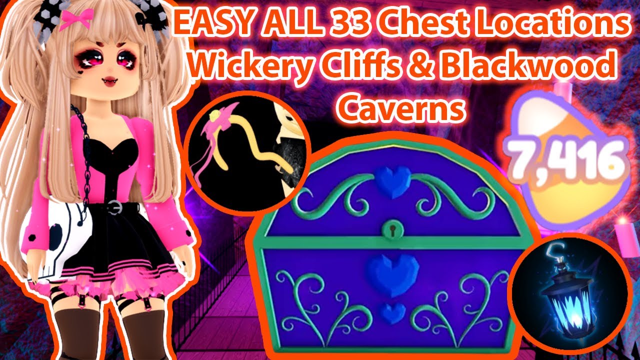 EASY All 33 Chest Locations Wickery Cliffs And Blackwood Caverns Royale High Halloween Chest Guide