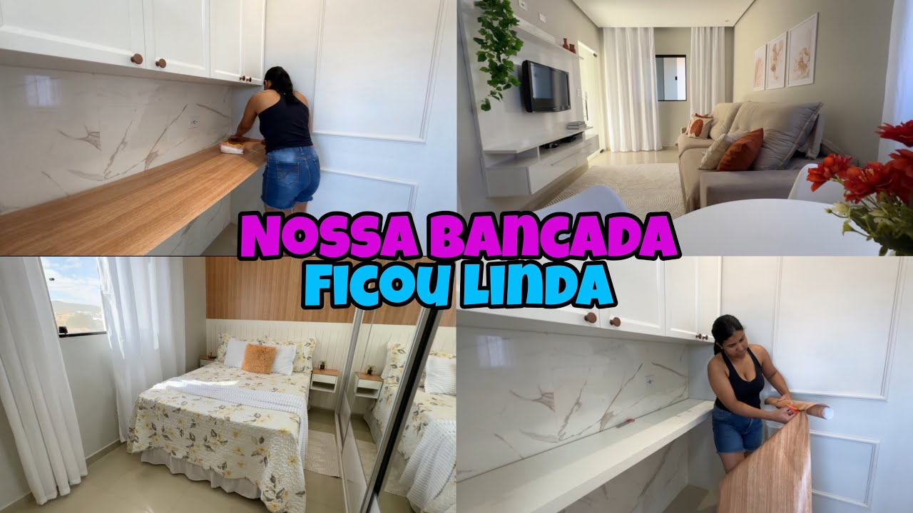 ENVELOPAMOS A BANCADA | COMPREI TRAVESSEIROS NOVOS | MANTENDO A CASA LIMPA| FIZ SOBREMESA DELICIOSA 
