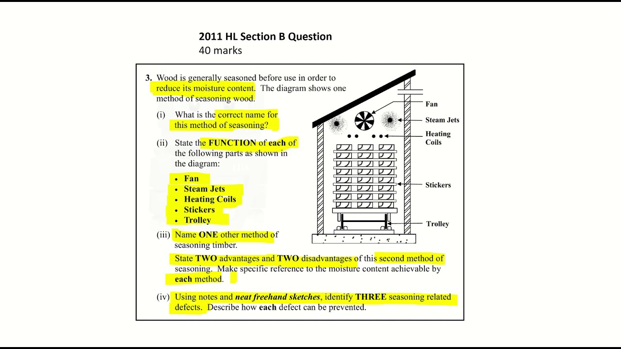 Materials Technology Wood: Seasoning Question tutorial 2011 HL