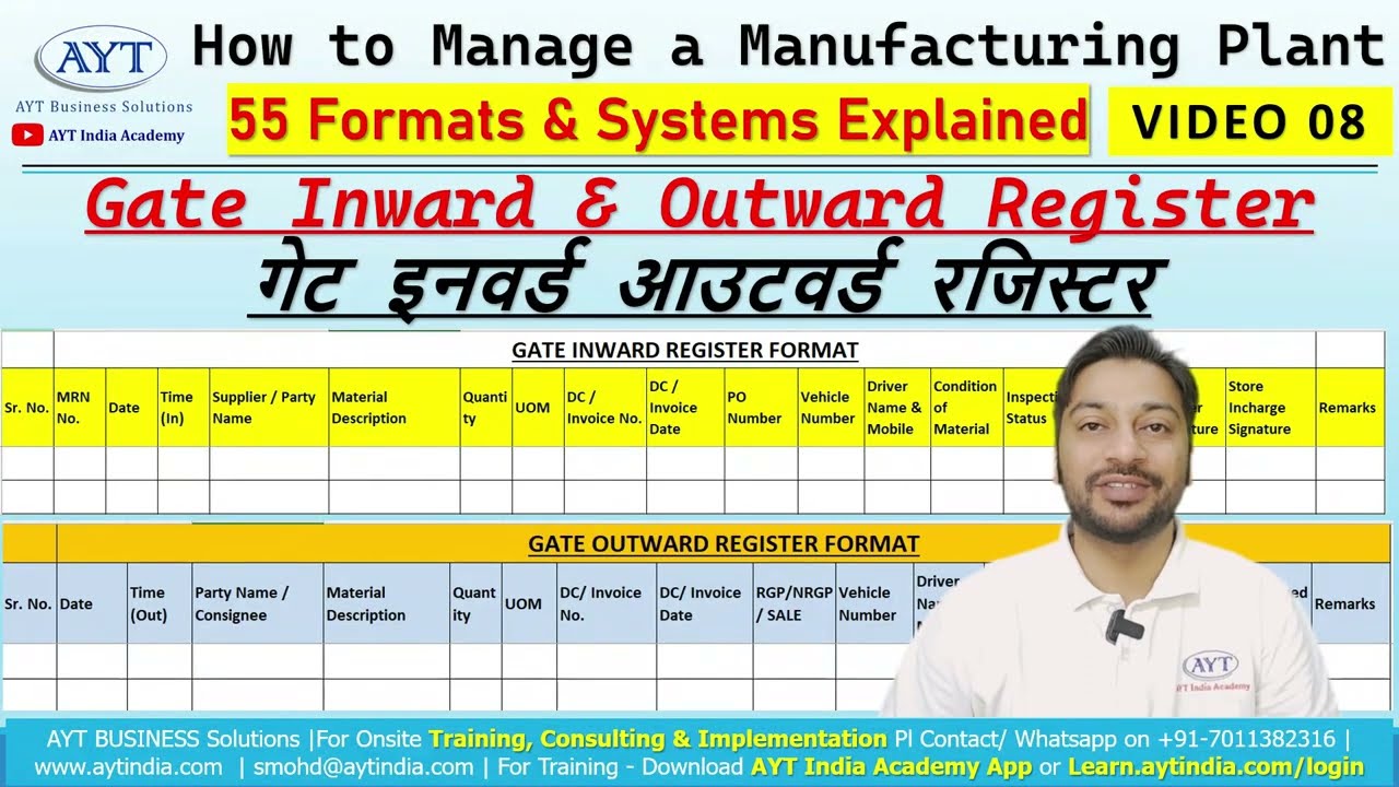 Gate Inward & Outward Register Formats Explained || AYT Factory Management Series (FMS) Video 8