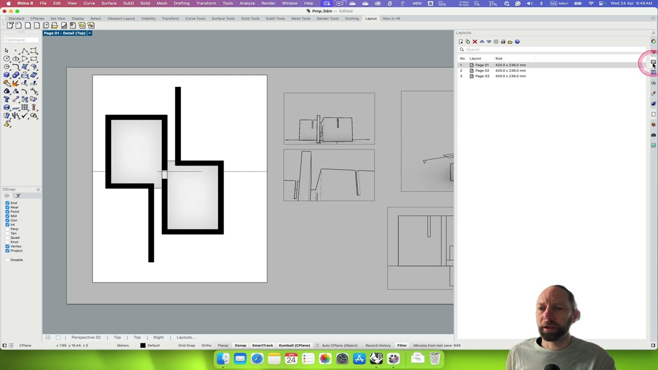 Creating Plans and Sections in Rhino 8