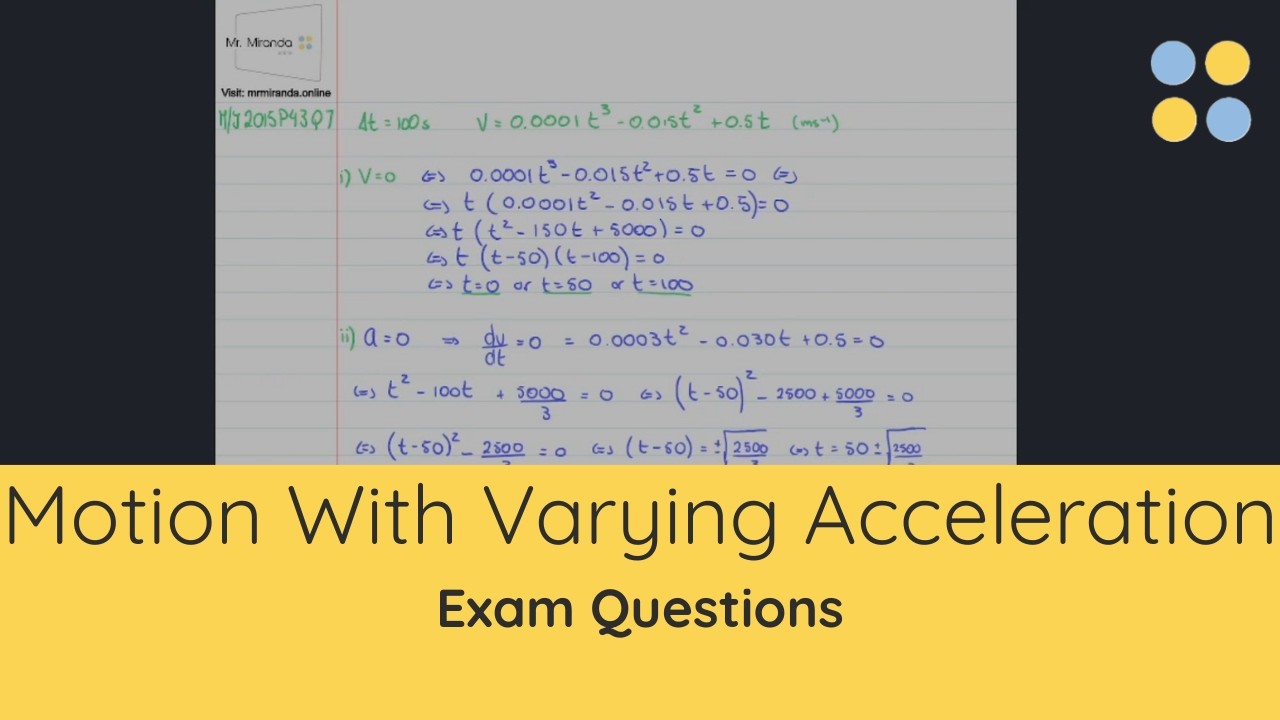 CAIE A-Level Mathematics 9709 | Motion in 1-D with Varying Acceleration Exam Practice Questions