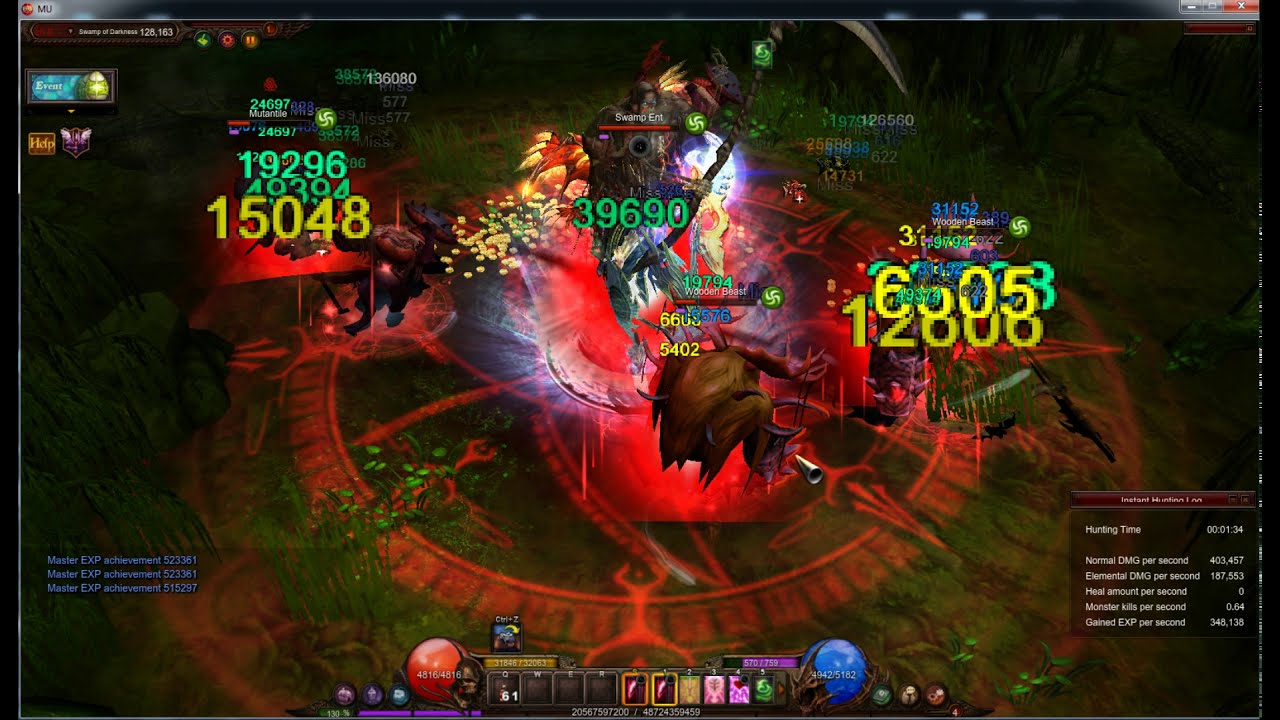 Summoner Cursed Death Scythe LvL 899 Solo Swamp of Darkness - Mu Online Webzen S15.1