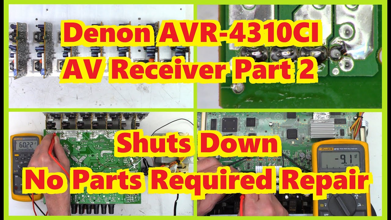 Denon AVR-4310CI Part 2 - Shuts down - DC Offset on one channel - No parts required repair Fix