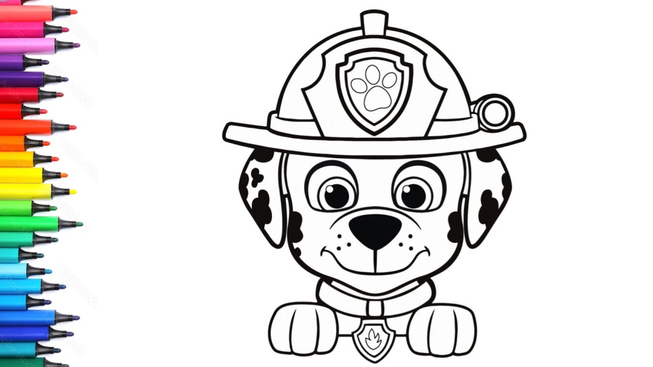 DRAW Marshall From PAW Patrol Drawing, Painting & Colouring for Kids and Toddlers_ Child Art 