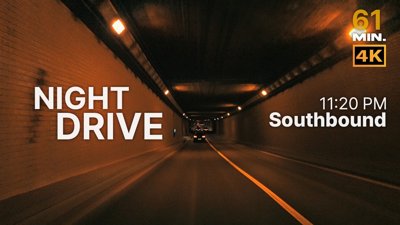 1 hour Deep Focus Night Drive &mdash; Downtempo (No Talking, 4K)