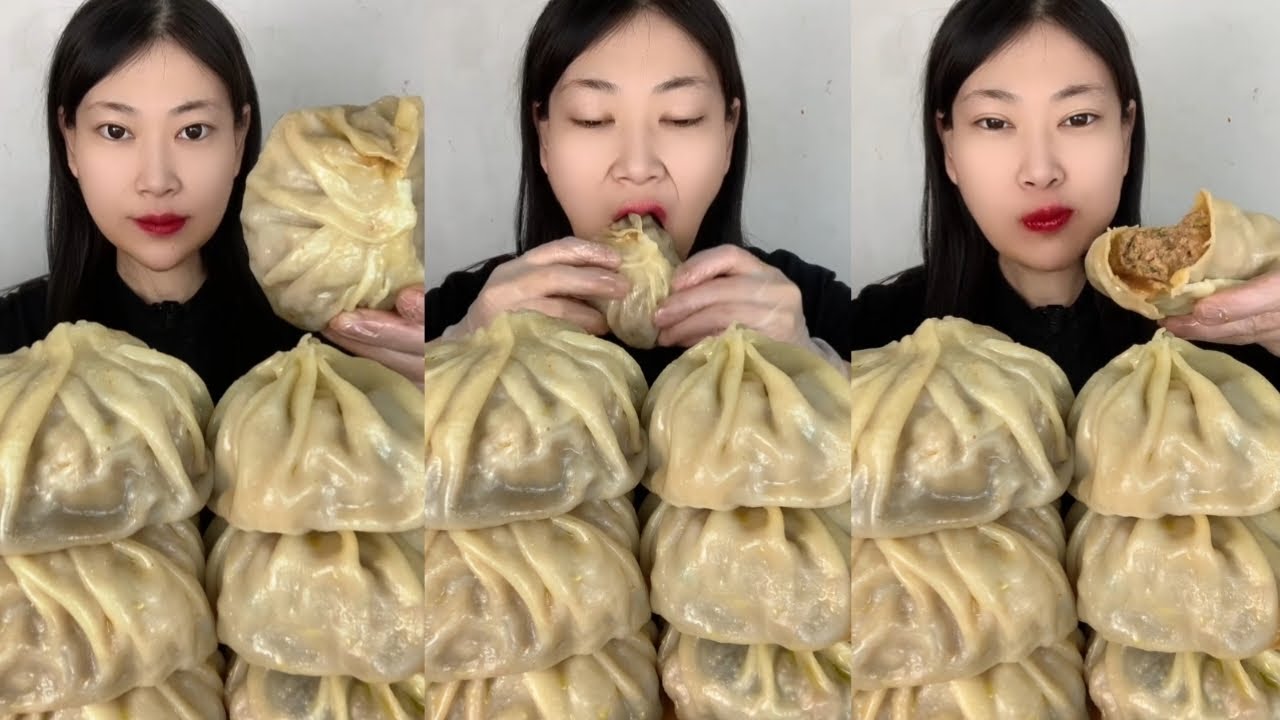 GIANT Steamed Dumplings Mukbang! 🥟 ASMR Satisfying Big Bites#dumplings #steameddumplings