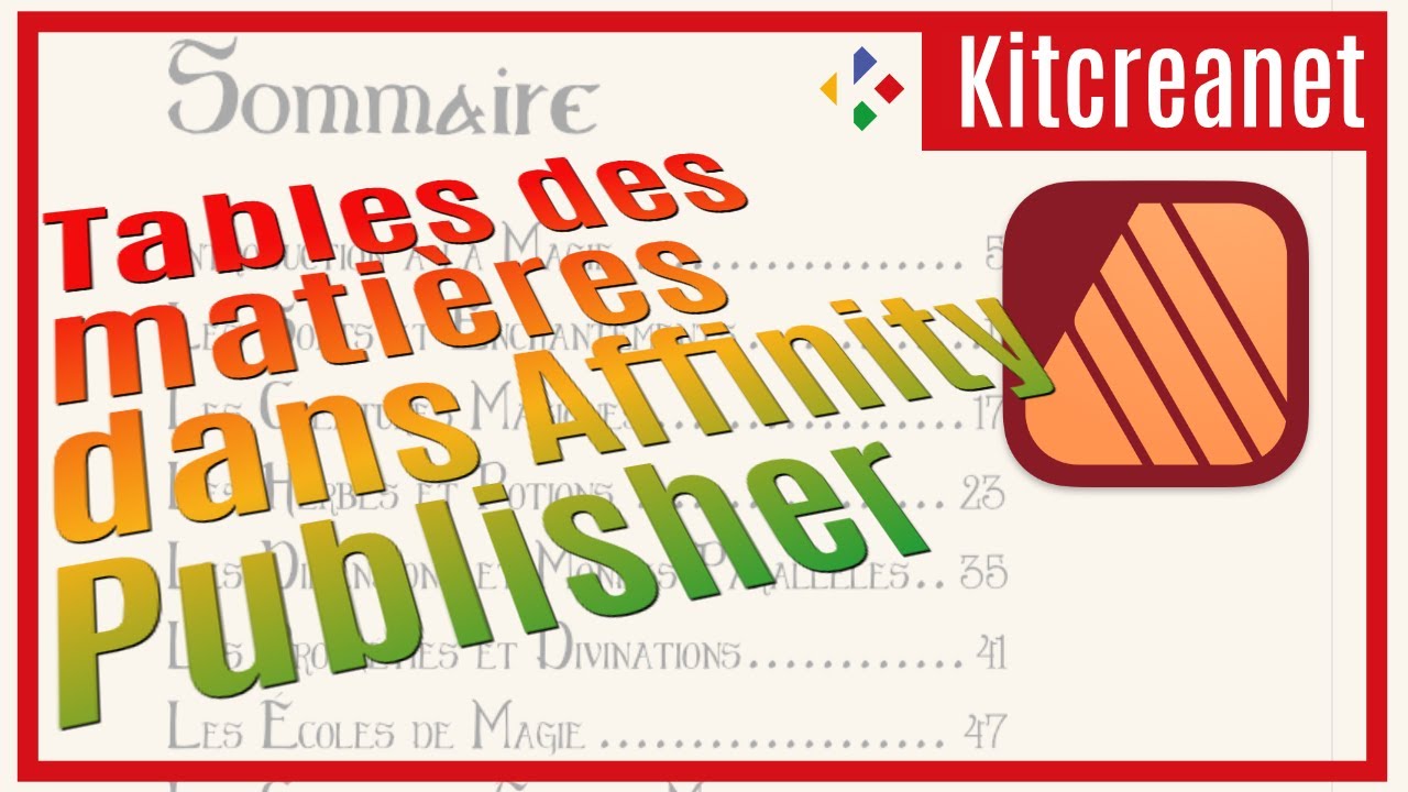 Créer et gérer des tables des matières dans Affinity Publisher