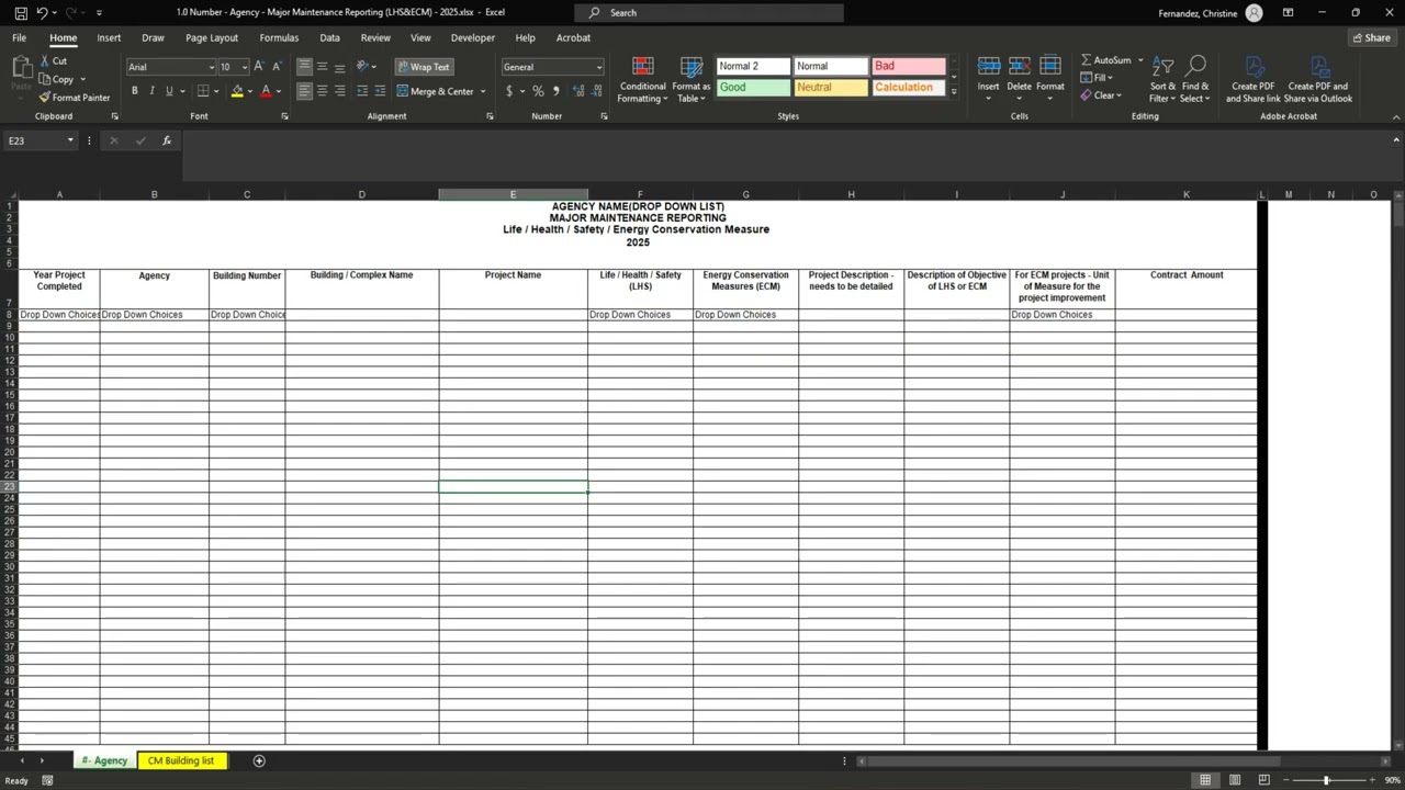 Major Maintenance Reporting LHS & ECM &ndash; 2026 Spreadsheet Instructions