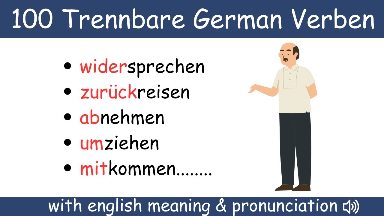 100 Must Know Separable Verbs in German | Trennbare Verben  | German Made Easy #german#learngerman