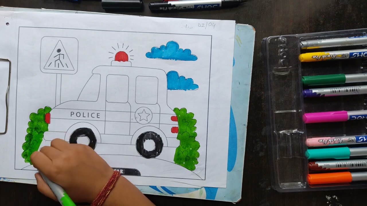 Police jeep colouring for kids || Easy Coloring for kids|| Artist krishnavi 