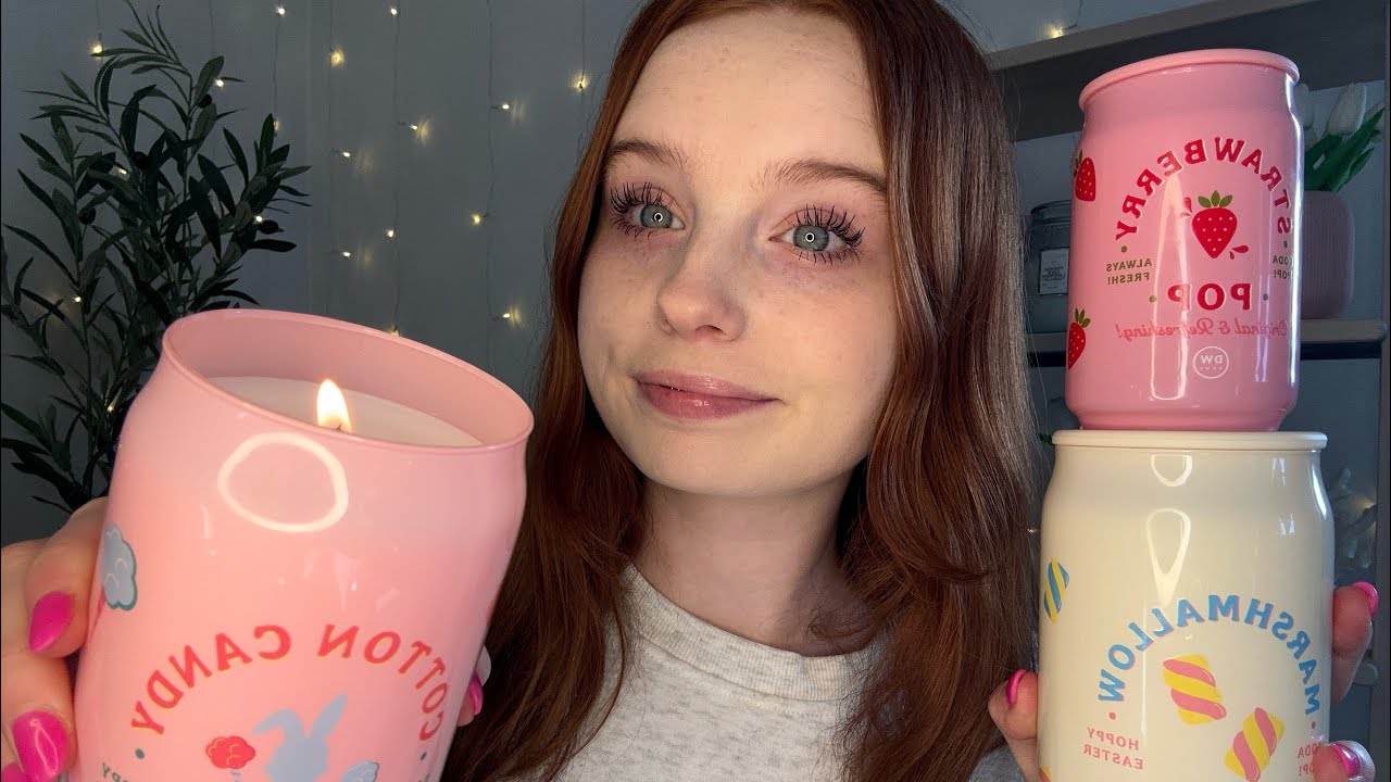 ASMR my candle collection 🕯️🍓| glass tapping, close whispers