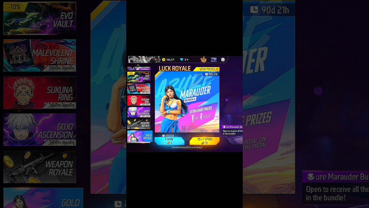 NEW LUCK ROYAL BUNDLE 1 SPIN CLAIM 😱☠️ #freefire #shorts #trending
