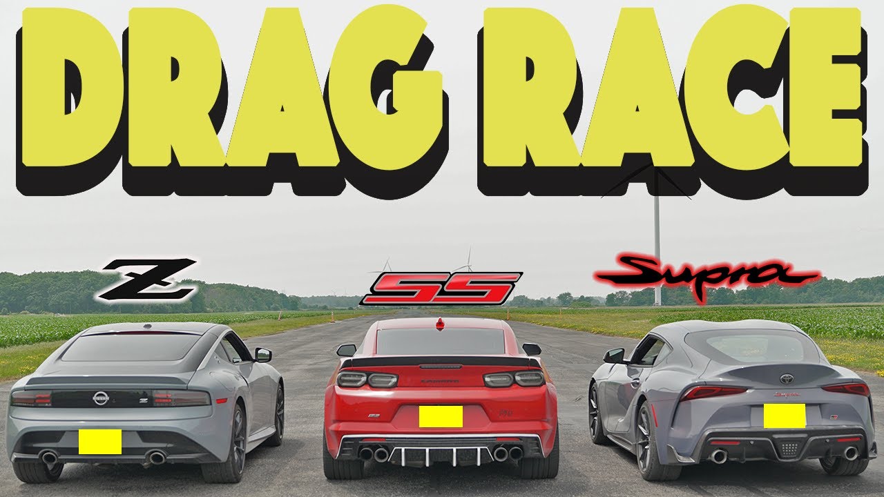 2023 Toyota Supra vs Camaro 2SS 1LE vs Nissan Z. Drag and Roll Race.