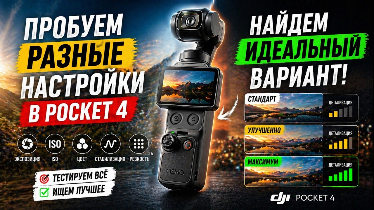 Pocket 4 &mdash; ЛУЧШИЕ НАСТРОЙКИ ДЛЯ ВИДЕО | Тесты и сравнение |     КАК СДЕЛАТЬ ИДЕАЛЬНУЮ КАРТИНКУ?
