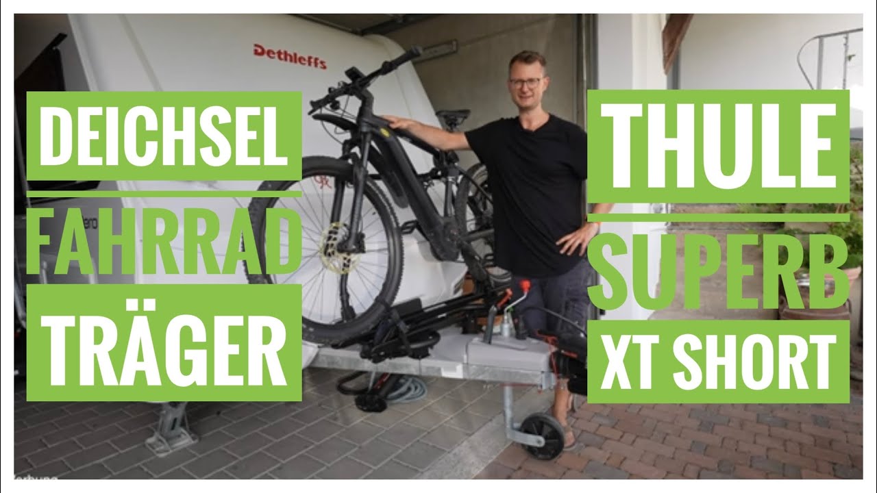 Fahrradträger Thule Suberb XT Short an Wohnwagen Deichsel montieren Deichselträger 4K