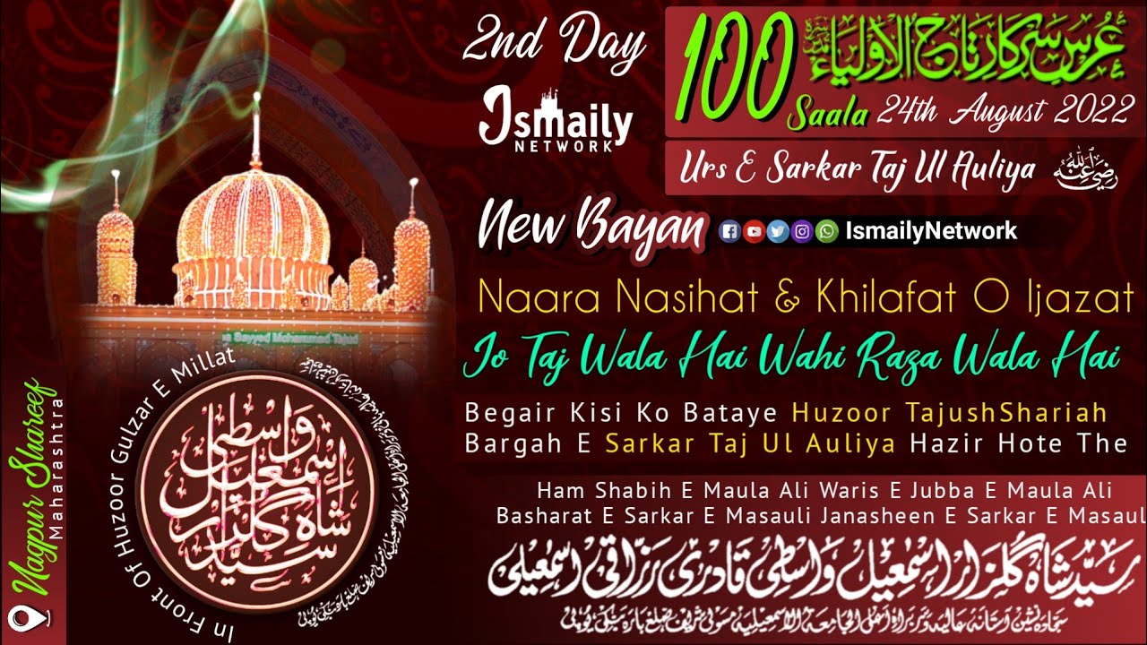 Sayyedi Sarkar Gulzar E Millat | New Bayan m | 2nd Day | 100th Urs E Sarkar Taj Ul Auliya at Nagpur