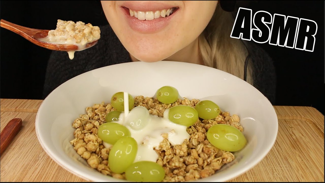 ASMR  EXTREME CRUNCHY CEREAL GRAPES + VANILLA MILK MUKBANG EATING SOUNDS No Talking 먹방 Kasmia ASMR