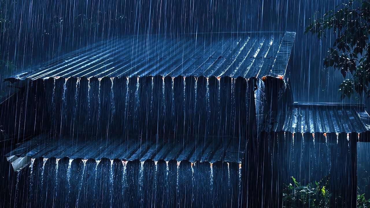 Звуки дождя для глубокого сна 🌧️ Сильный дождь и гром по металлической крыше для снятия стресса