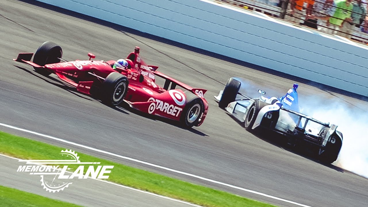 Dario Franchitti, Takuma Sato Battle into Turn 1 in 2012 Indianapolis 500