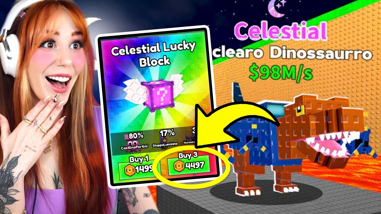 Survive LAVA for Brainrots! CELESTIAL LUCKY BLOCKS ON MAGMA MONDAY Roblox