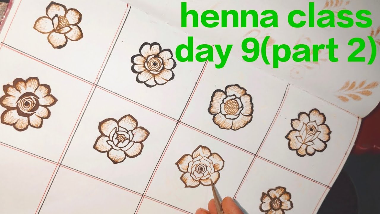 Yasmeen henna class day 9 (part 2)learn detailed henna with Yasmeen henna class|simple flower design