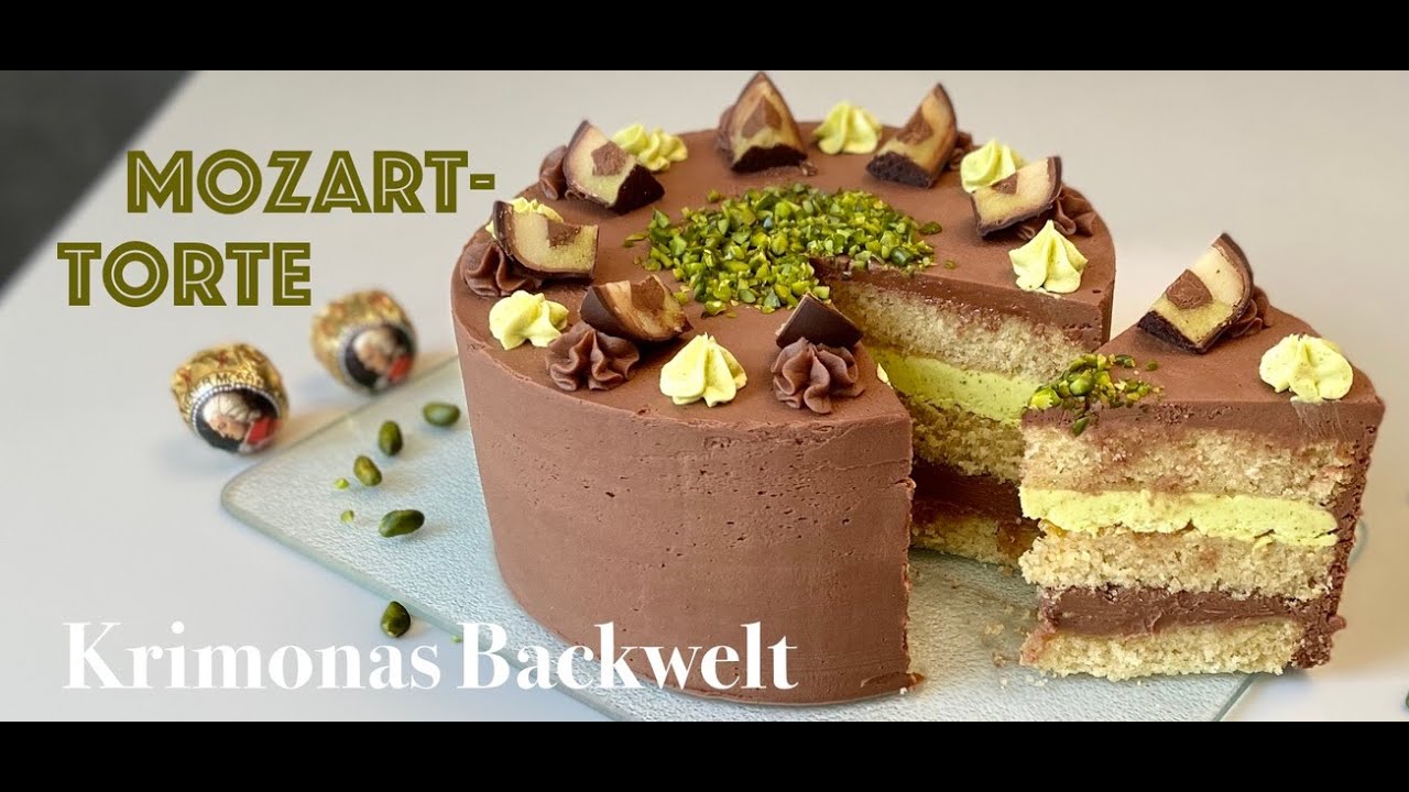 Mozarttorte mit Marzipan, Nougat und Pistazien Creme 🍰 / Mozart cake receipe / Krimonas Backwelt