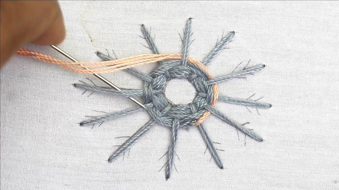 🌺 Amazing Circle Flower Stitch Fancy Flower Hand embroidery design | step by step stitching guide