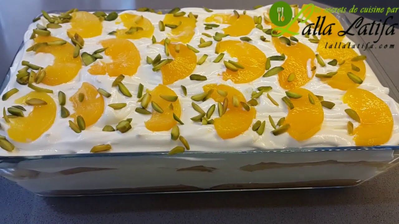 Tiramisu au Thermomix sans œufs et sans gélatine تيراميسو بالخوخ بدون بيض@Recette Chef Latifa