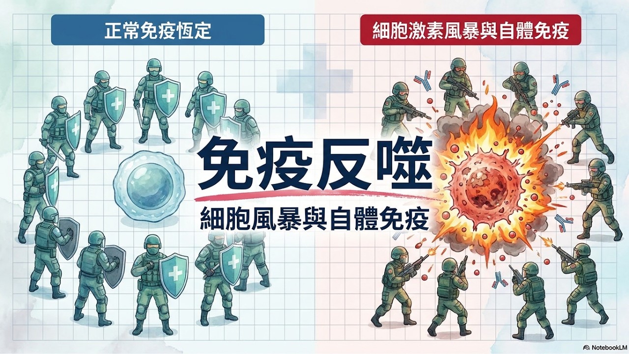 細胞激素與免疫風暴概論-先天vs後天免疫分工，自體發炎與自體免疫，免疫抑制與調節，失控免疫如軍警轉槍口荼毒百姓？IL-1B TNF-A IL-6 CRP Th17 JAK-STAT Jakinib！