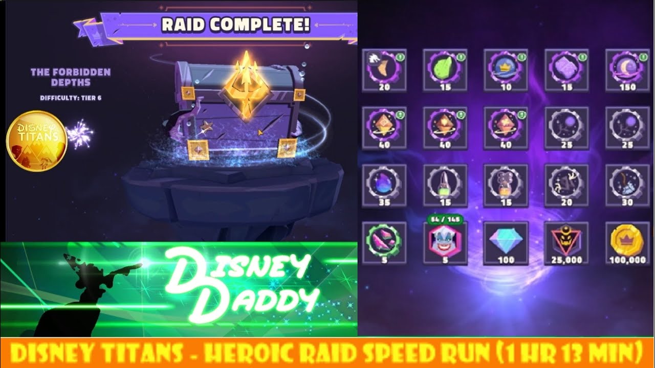 DSA - Heroic Raid - 1 hr 13 min Speed Run by Disney Titans (Disney Sorcerer's Arena)