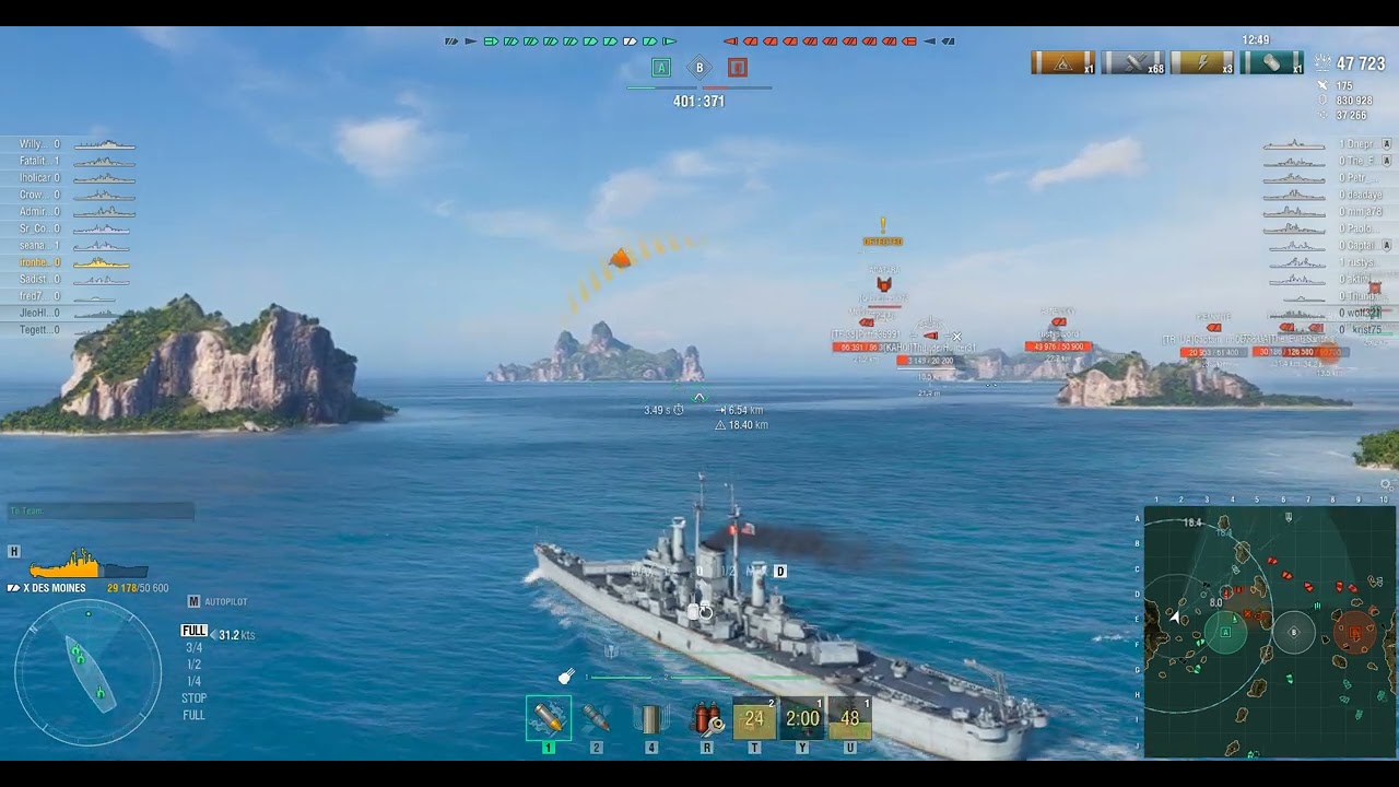 World Of Warships Random Battle Gameplay With DES MOINES