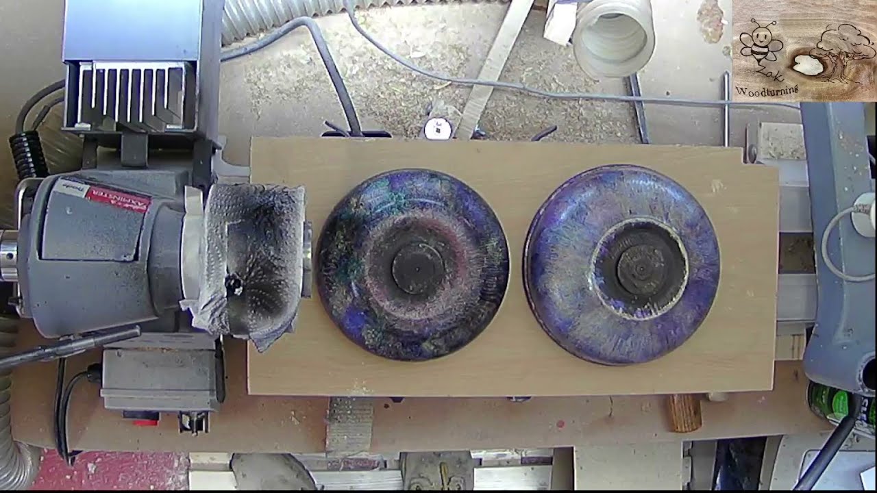 Two Coloured Ash bowls, Jo Sonja iridescent paint. Finished with Chestnut products