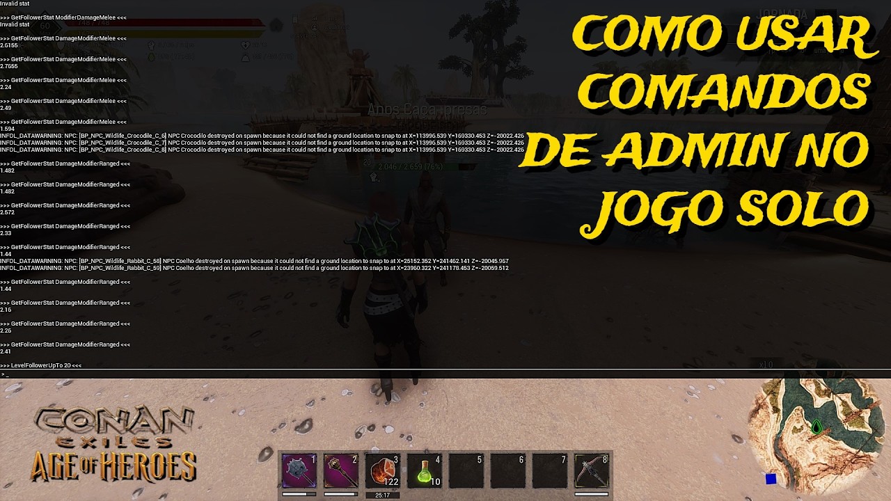 Conan exiles, como usar comando de admin para lacaios, upar, multiplicador de dano, etc..