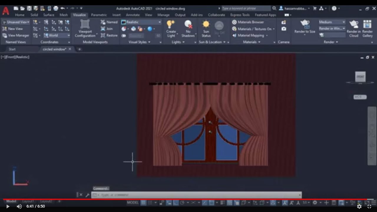 how to create curtains in autocad || edgesurf command