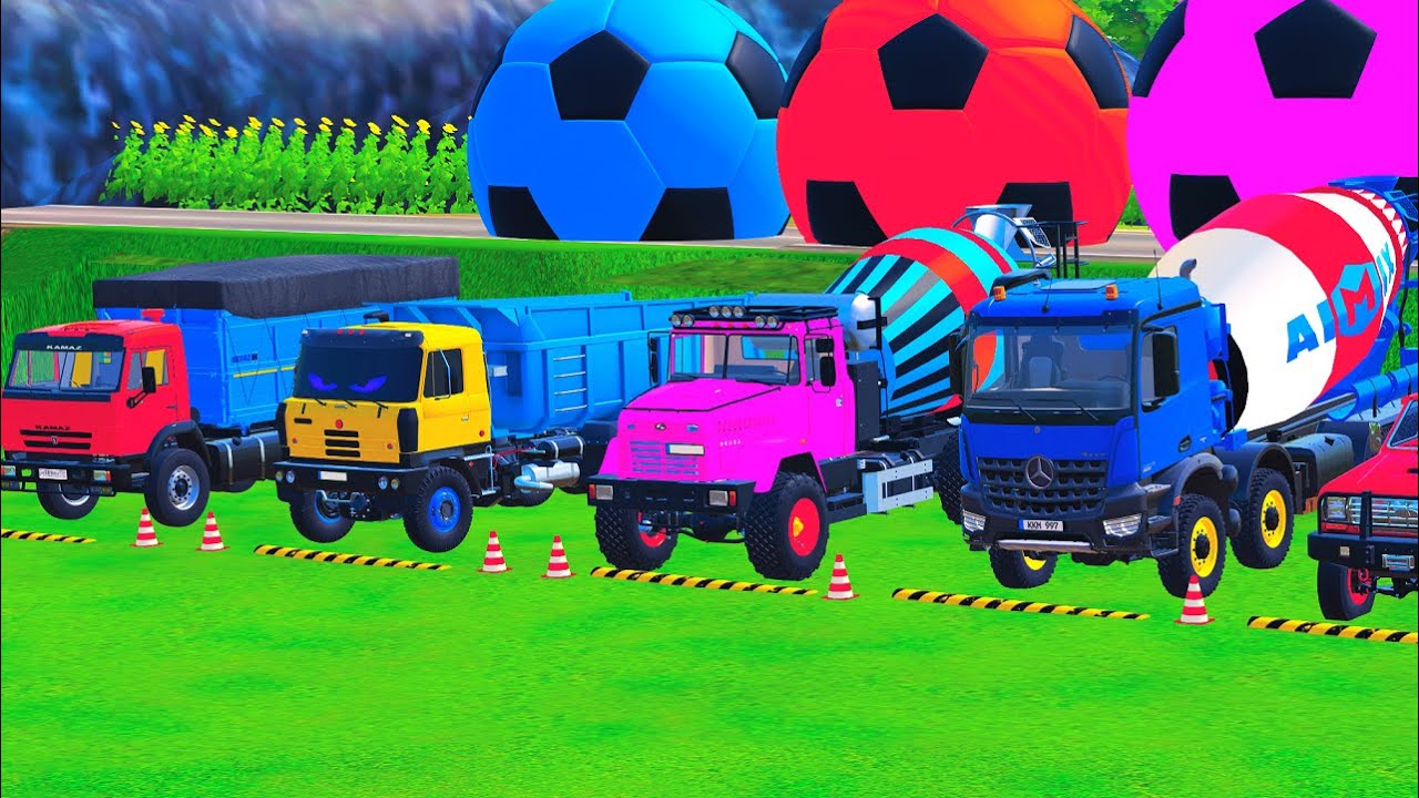 FS22 - wheels on the bus, monster truck, fire truck, police car, trucks, school bus, mixer truck