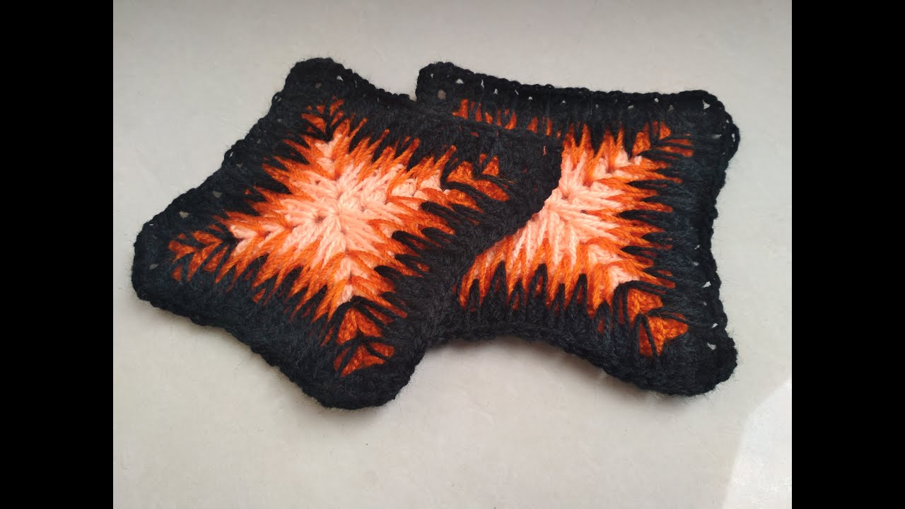 How to Crochet Beautiful Mosaic square | Unique square crochet pattern - Lava