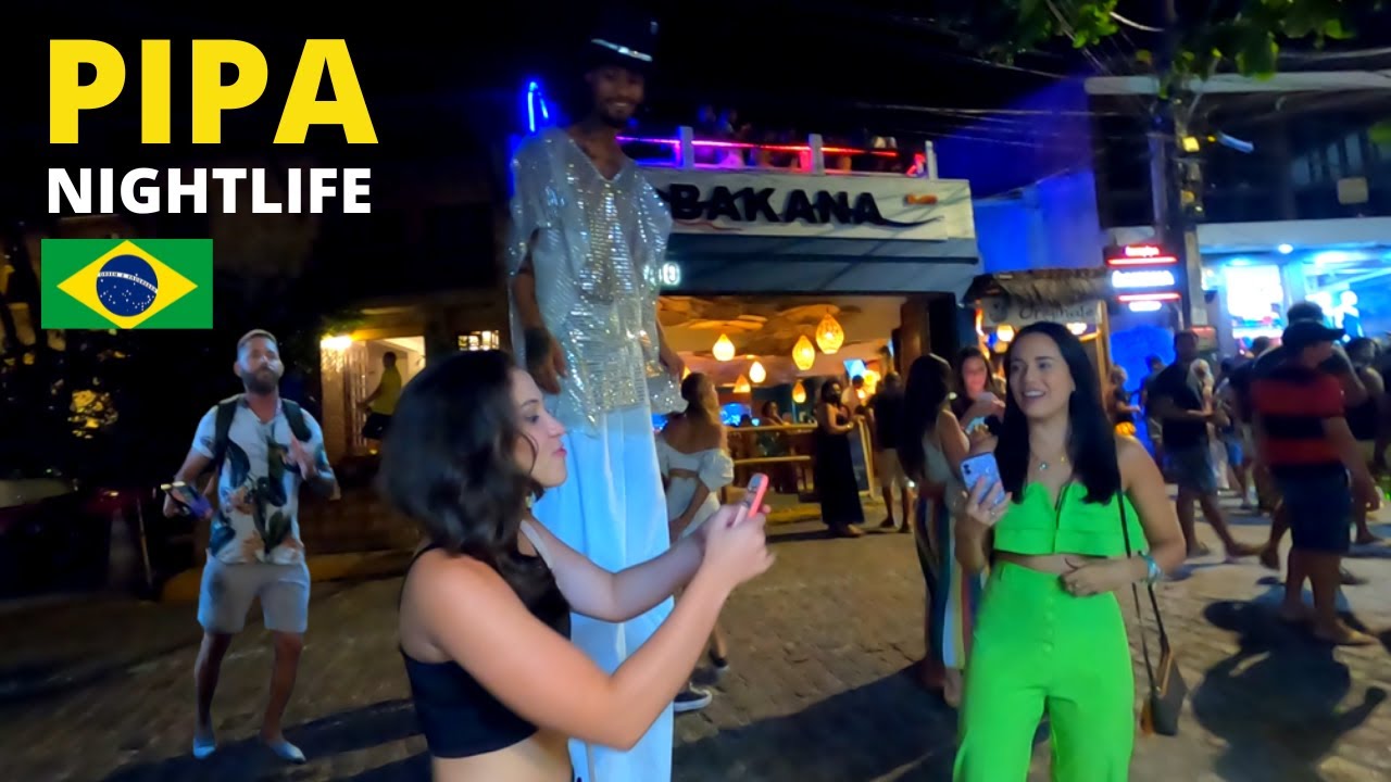 Walking Vida Noturna na Praia da Pipa | 🇧🇷 Brasil | Passeio na Rua Principal
