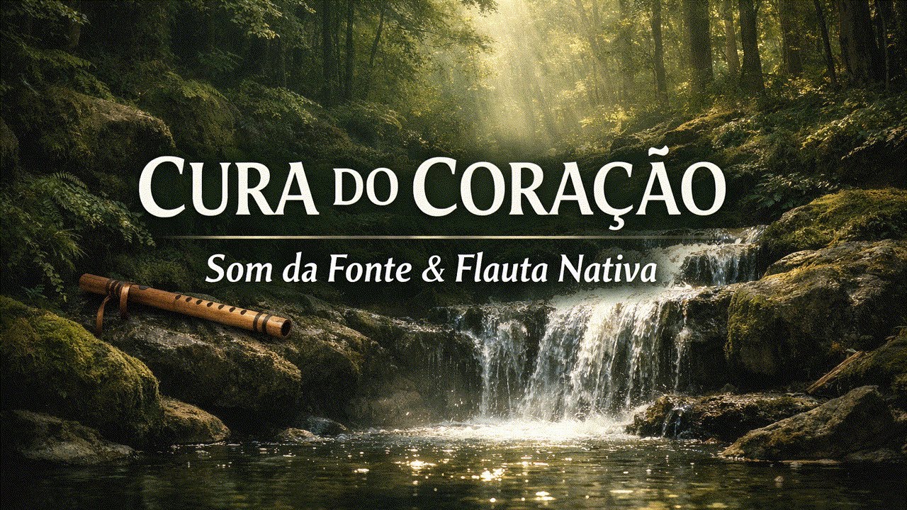 Som de Fonte Natural na Floresta e Flauta Nativa — Meditação para Cura do Coração e Serenidade