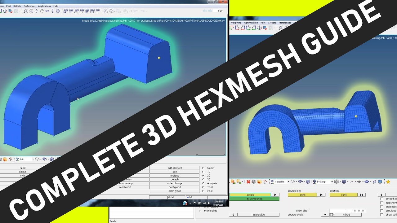 Complete 3D Hex Meshing Guide | how to hex mesh using solid mapping in hypermesh / hyperworks