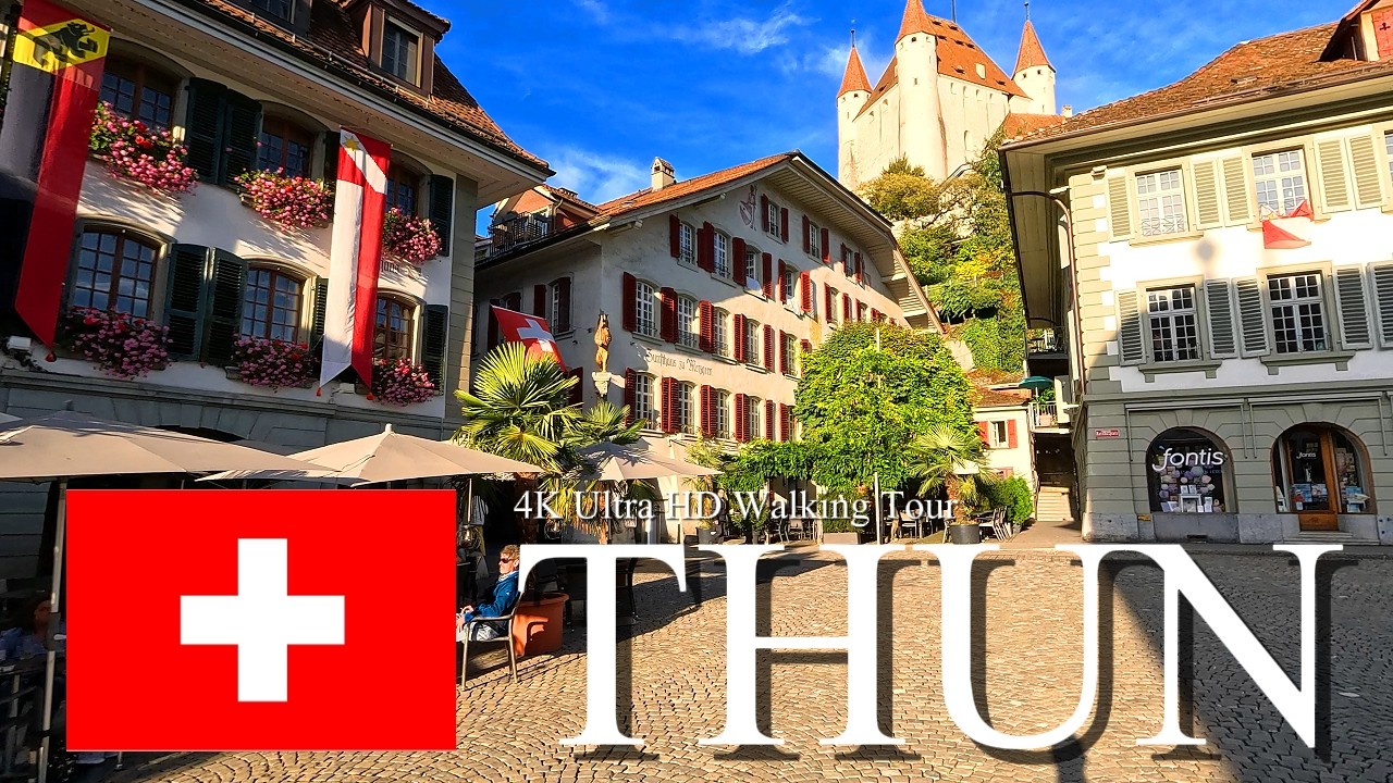 The Most Beautiful Swiss Town | Autumn Walking Tour of Thun 🇨🇭  4K Ultra HD 60fps