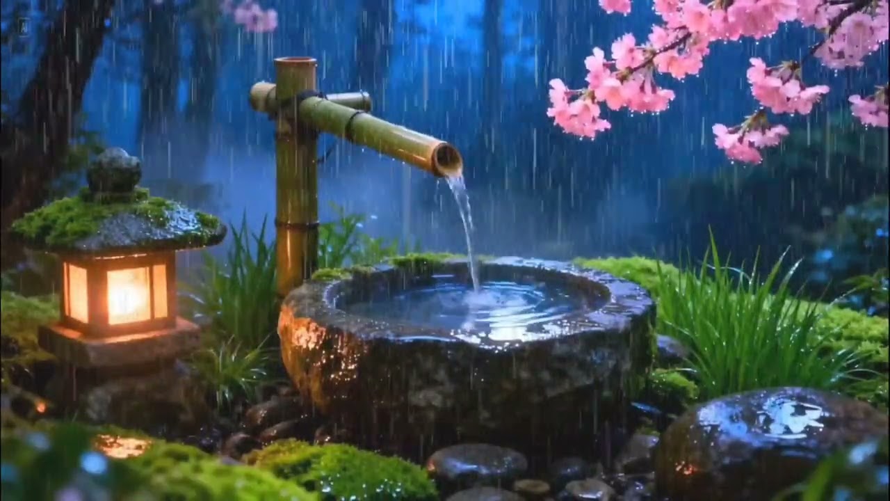 Tranquil Rain and Soft Piano | Peaceful Zen Garden Night for Deep Sleep