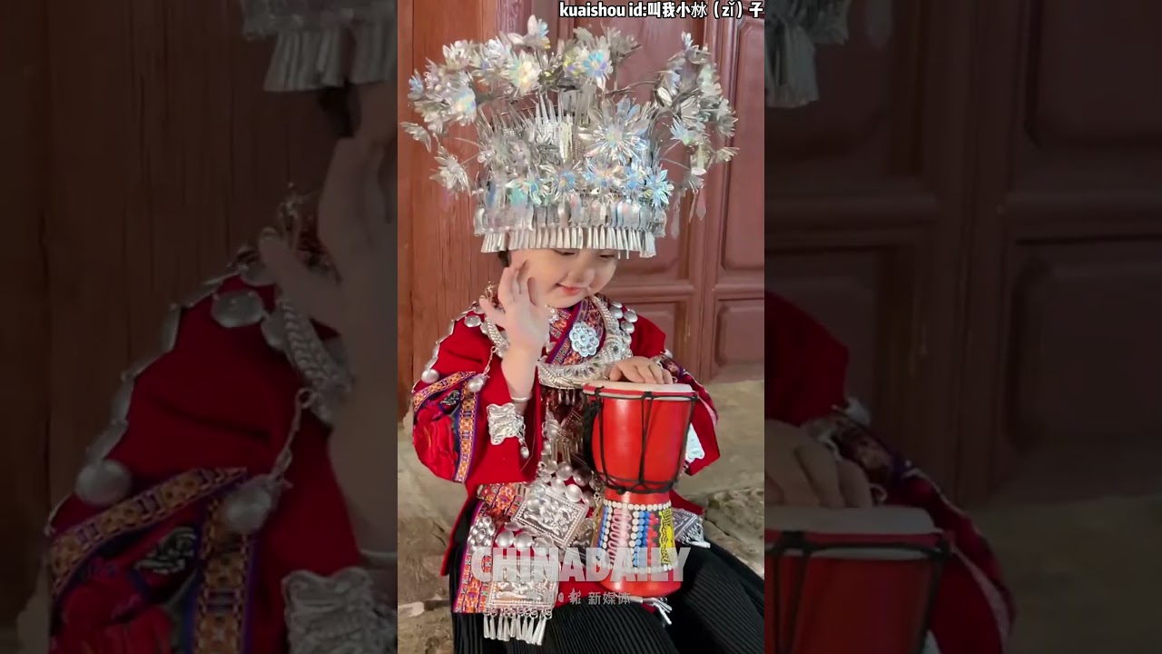 Adorable Miao ethnic group little princess