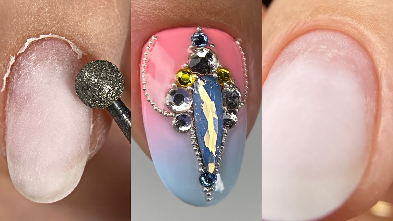 Аппаратный маникюр пошагово💅Омбрэ💅Градиент💅Как закрепить стразы