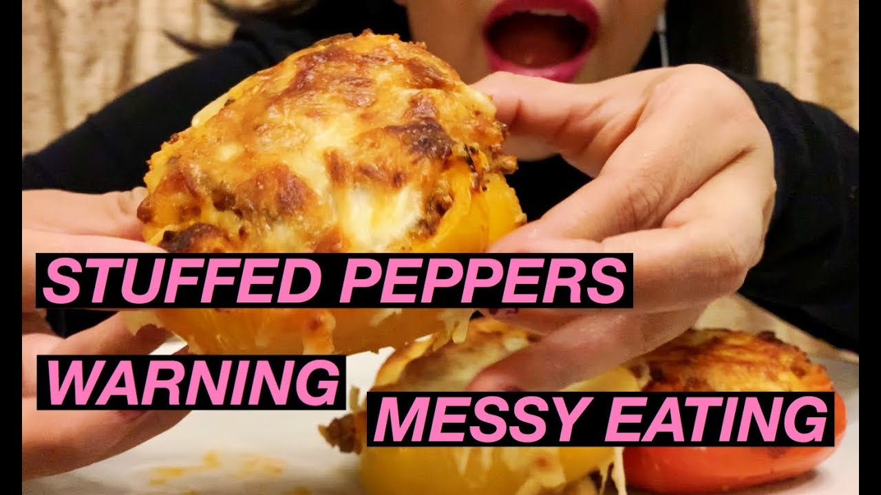 Stuffed Peppers ASMR / Mukbang (WARNING: MESSY EATING)