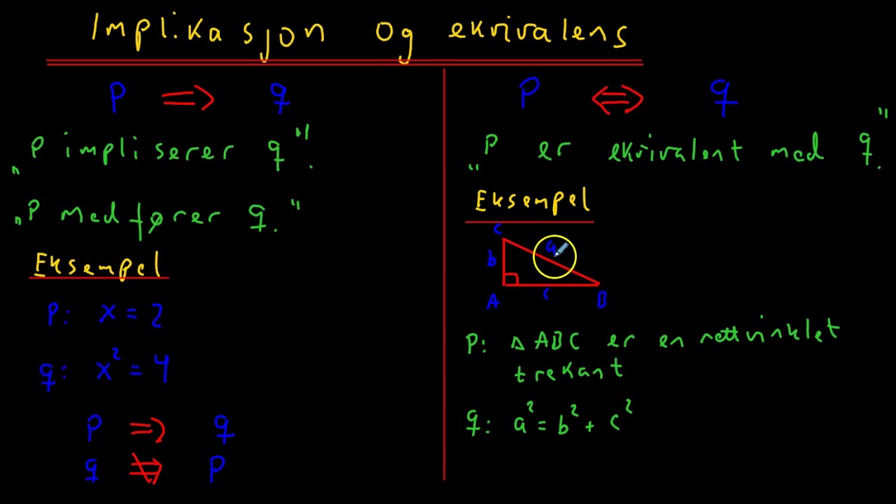 Implikasjon og ekvivalens 1T og  R1