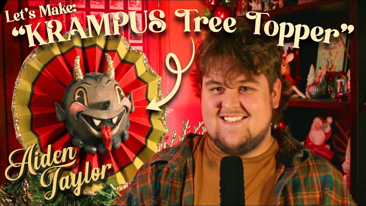 Making A KRAMPUS Tree Topper!! 🐐 [Let's Make Folk Art]