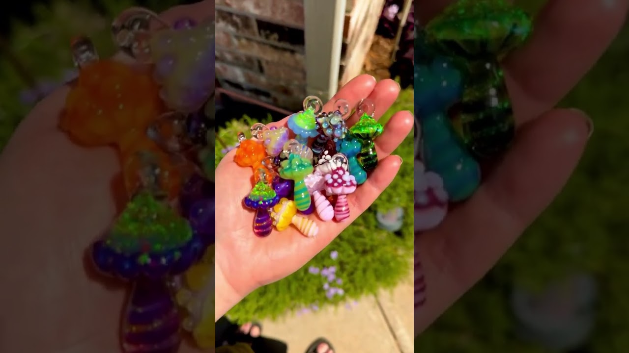 Mushroom pendants from $35-$50 website in link #glass #mushrooms #jewelry #handmade #glassblowing