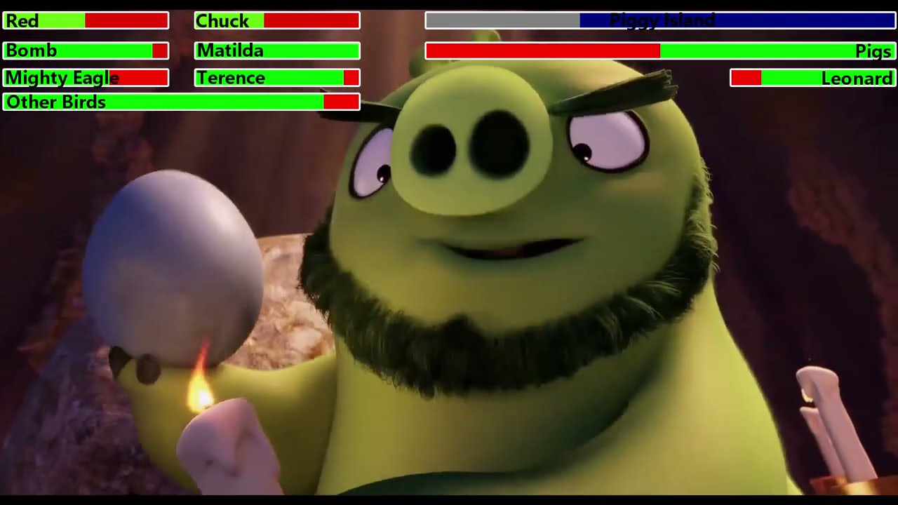 The Angry Birds Movie (2016) Final Battle with healthbars 4/4 (REMAKE)