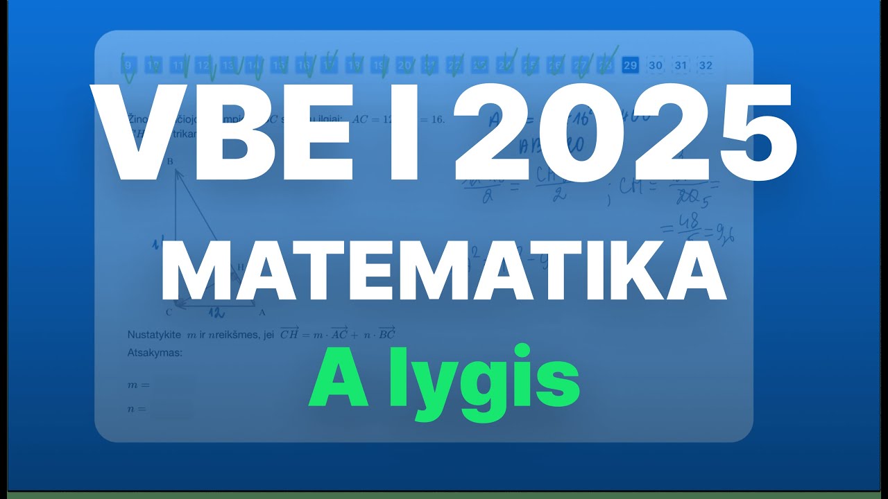 Matematikos VBE 1 per mažiau nei valandą. 11 klasė, A lygis